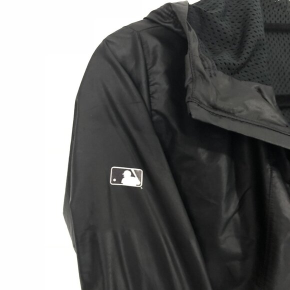 Under Armour Size S Run True Jacket Black Full-Zip Hooded Windbreaker MLB Logo - Picture 4 of 10
